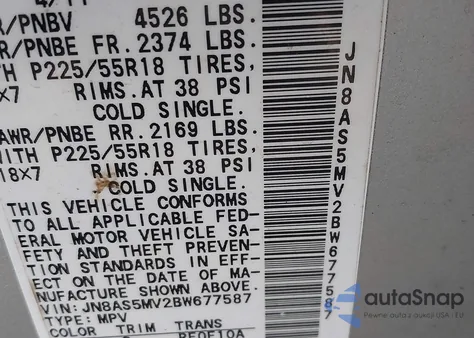 2011 Nissan Rogue Sv из США, поврежденный, VIN JN8AS5MV2BW677587